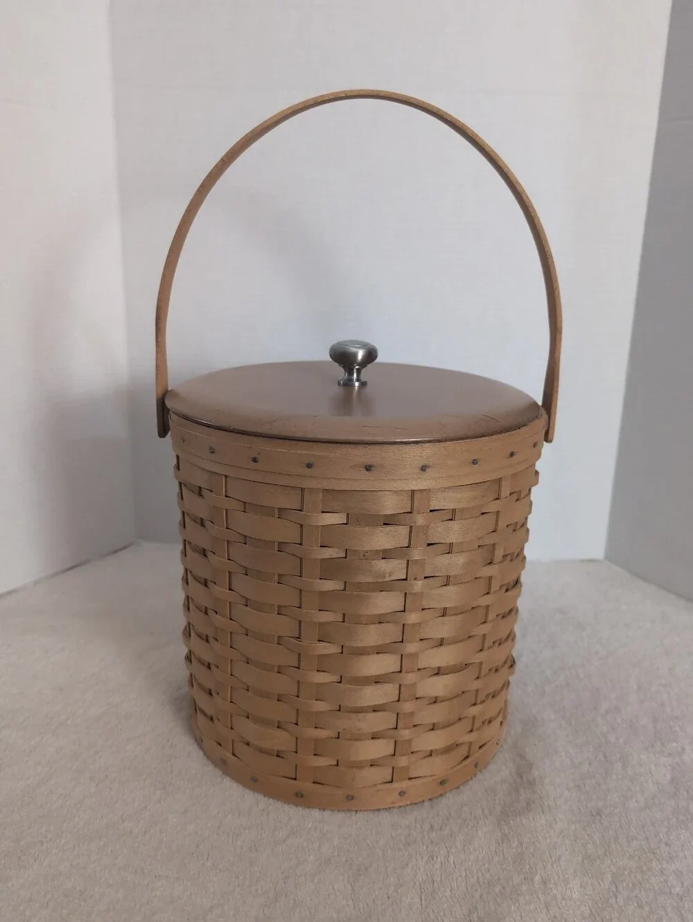 Vintage 2003 Longaberger Ice Bucket Basket With Lid, Liner & Insulated Protector